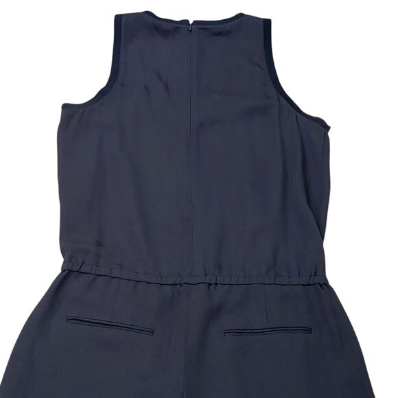 Theory Jumpsuit Womens 6 Navy Silk Sleeveless Tie Front Straight Leg Relaxed Fit - Picture 13 of 14